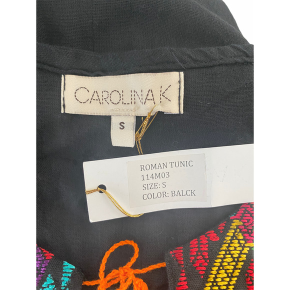 NEW Carolina K Womens Roman Tunic Bohemian Embroidered Dress Black S Small - Picture 9 of 11